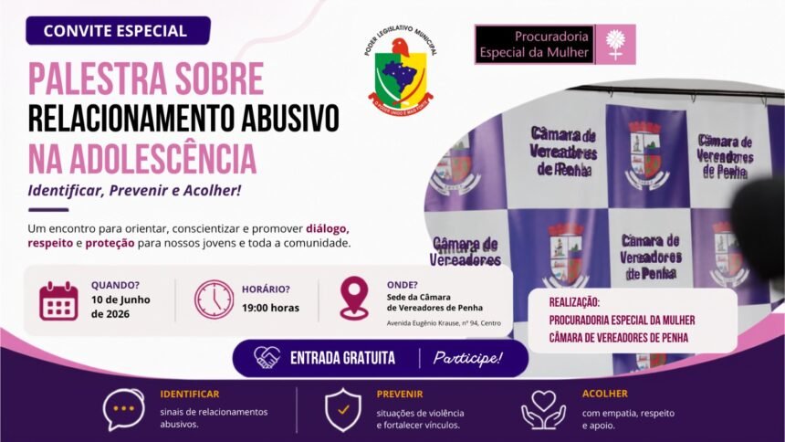 Câmara de Penha realiza evento sobre relacionamento abusivo na adolescência
